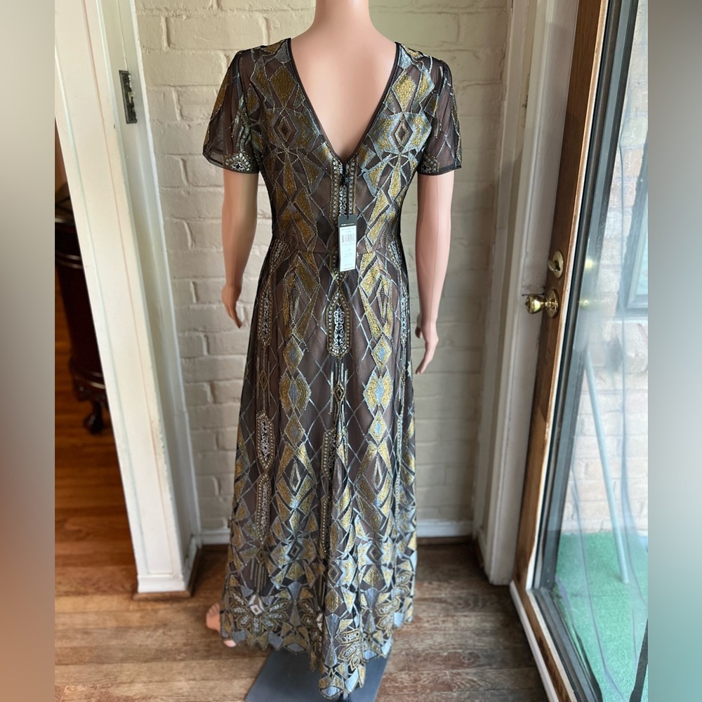 BCBG Maxazria NWT Taliah size 8 black gold silver beautiful formal ball gown - Picture 15 of 16